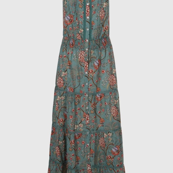 Sonmer Martina Cotton Boho Pearl Button Down Dress Aqua - Picture 5 of 8